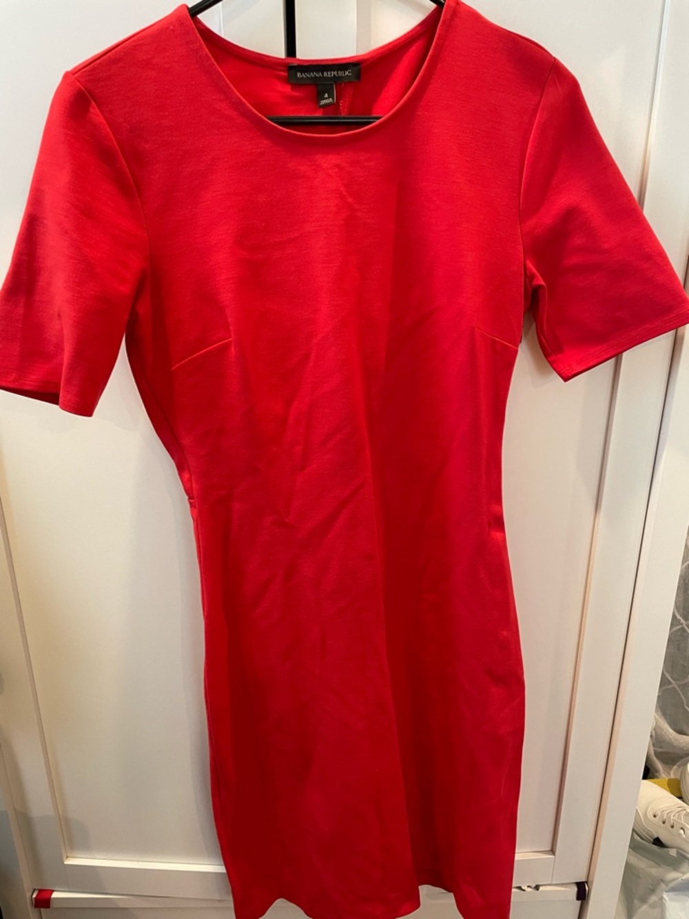 Banana Republic Size 4 Twist Back Ponte Sheath Dress Coral